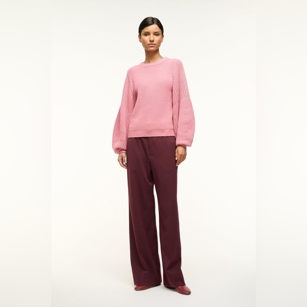 Staud Aura Ribbed Wool Blend Sweater Pullover Balloon Sleeves Size XS